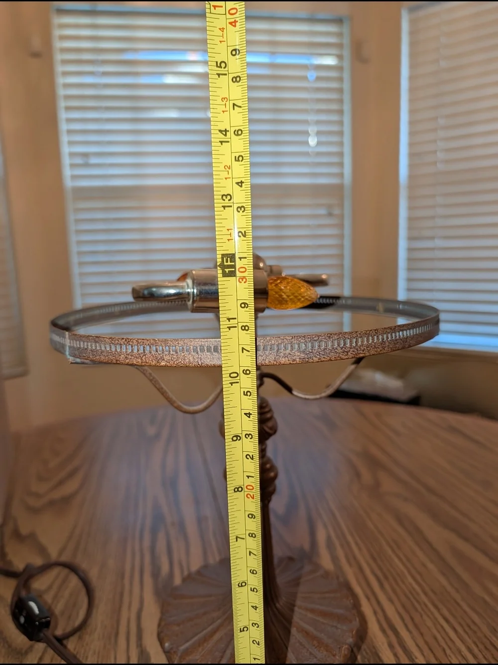 Vintage-Style Brown Table Lamp with Amber Bulb Accents
